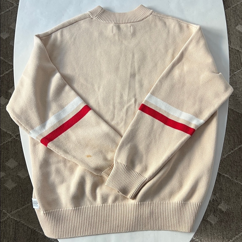 JOYRICH Teddy Bear Preppy Heavyweight Knit Beige Sweater Men's Large - Picture 5 of 11